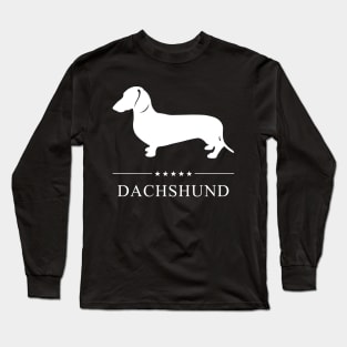 Smooth Dachshund Dog White Silhouette Long Sleeve T-Shirt